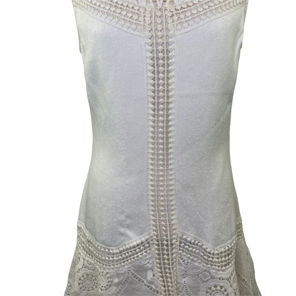 ENGLISH FACTORY WHITE LACE SLEEVELESS A LINE MINI DRESS MEDIUM - Picture 4 of 13